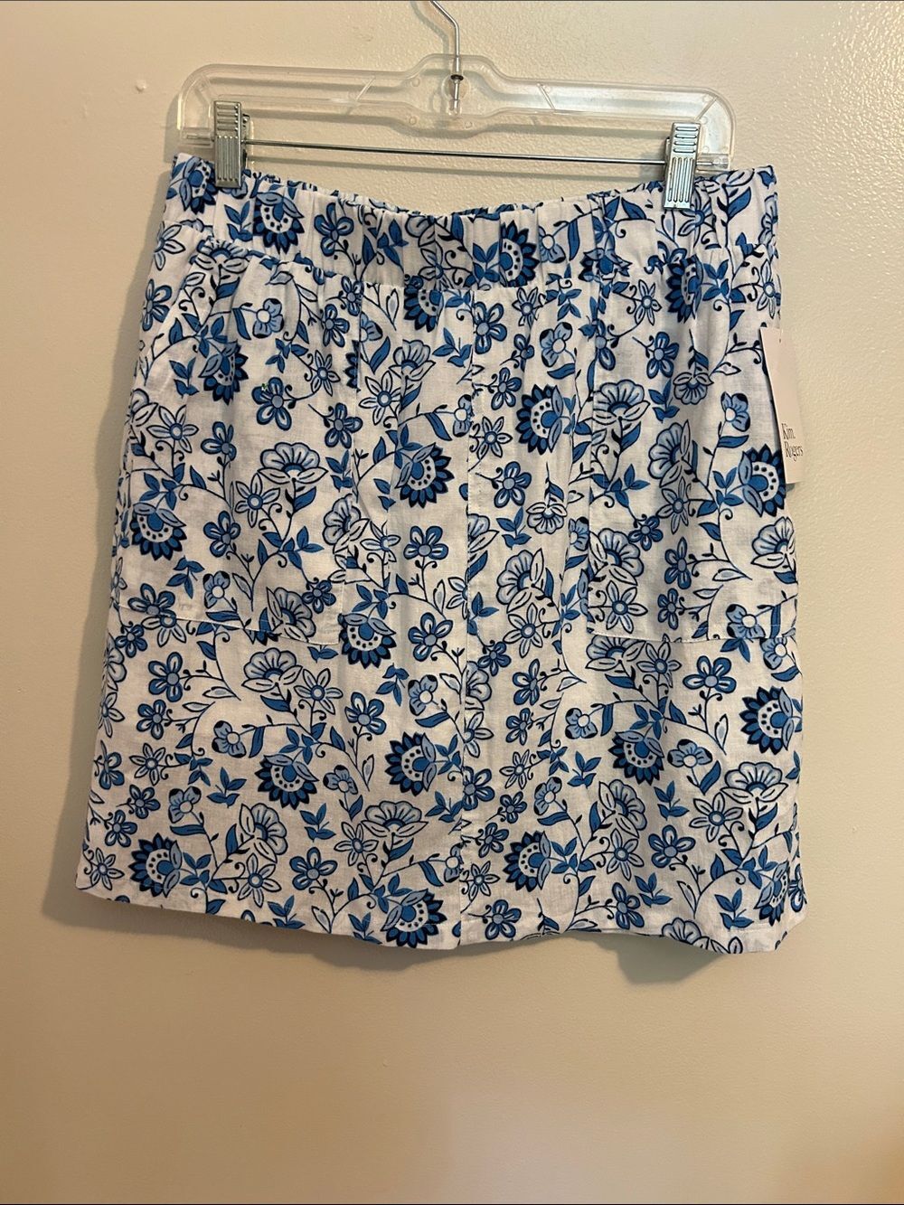 NWT Kim Rogers Linen Blend Skort Blue Floral Print Skirt Built-In Shorts Small - Picture 3 of 8
